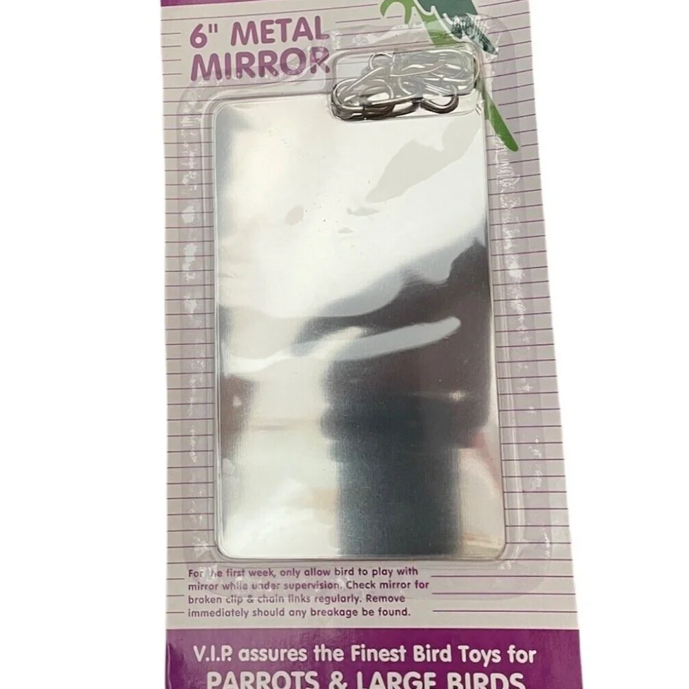 Vo-Toys Bird All Metal Hanging Mirror 6 Inch Lg Toy For Birds Cage Parrot Heavy